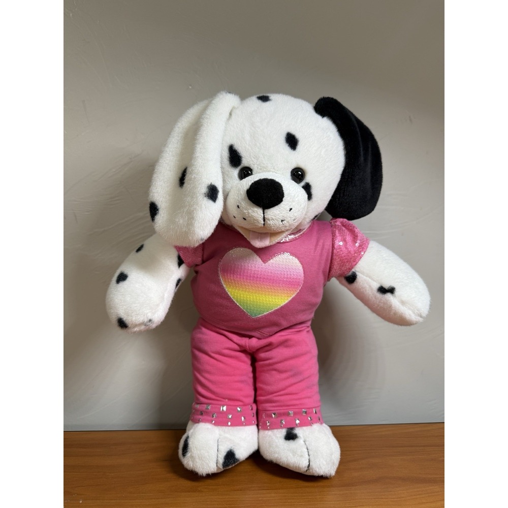 Build a Bear 16" Dalmatian Dog Puppy Huggable Hearts Plush Stuffed Animal Floppy